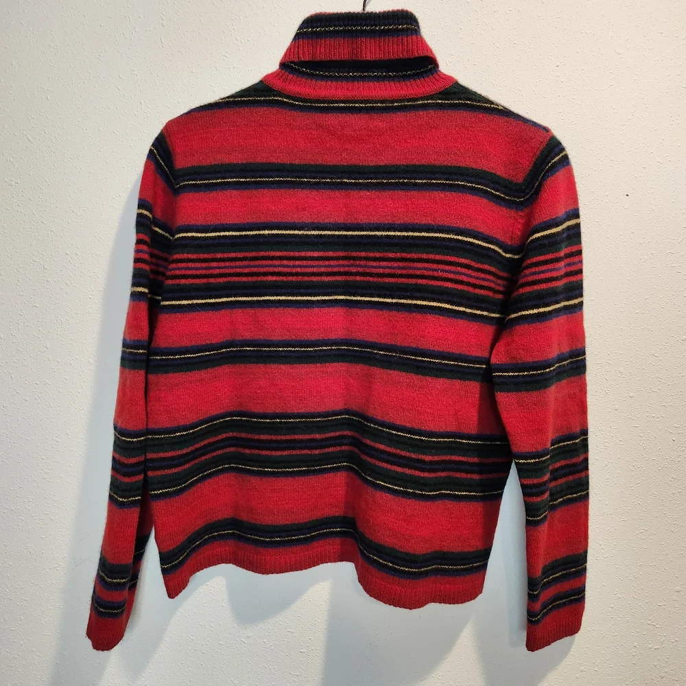 Lauren Ralph Lauren Petite Wool Striped Turtleneck Sweater P/M - Picture 2 of 3
